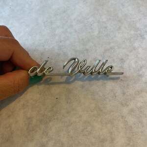 Vintage Cadillac deVille Script Metal Emblem circa 1968